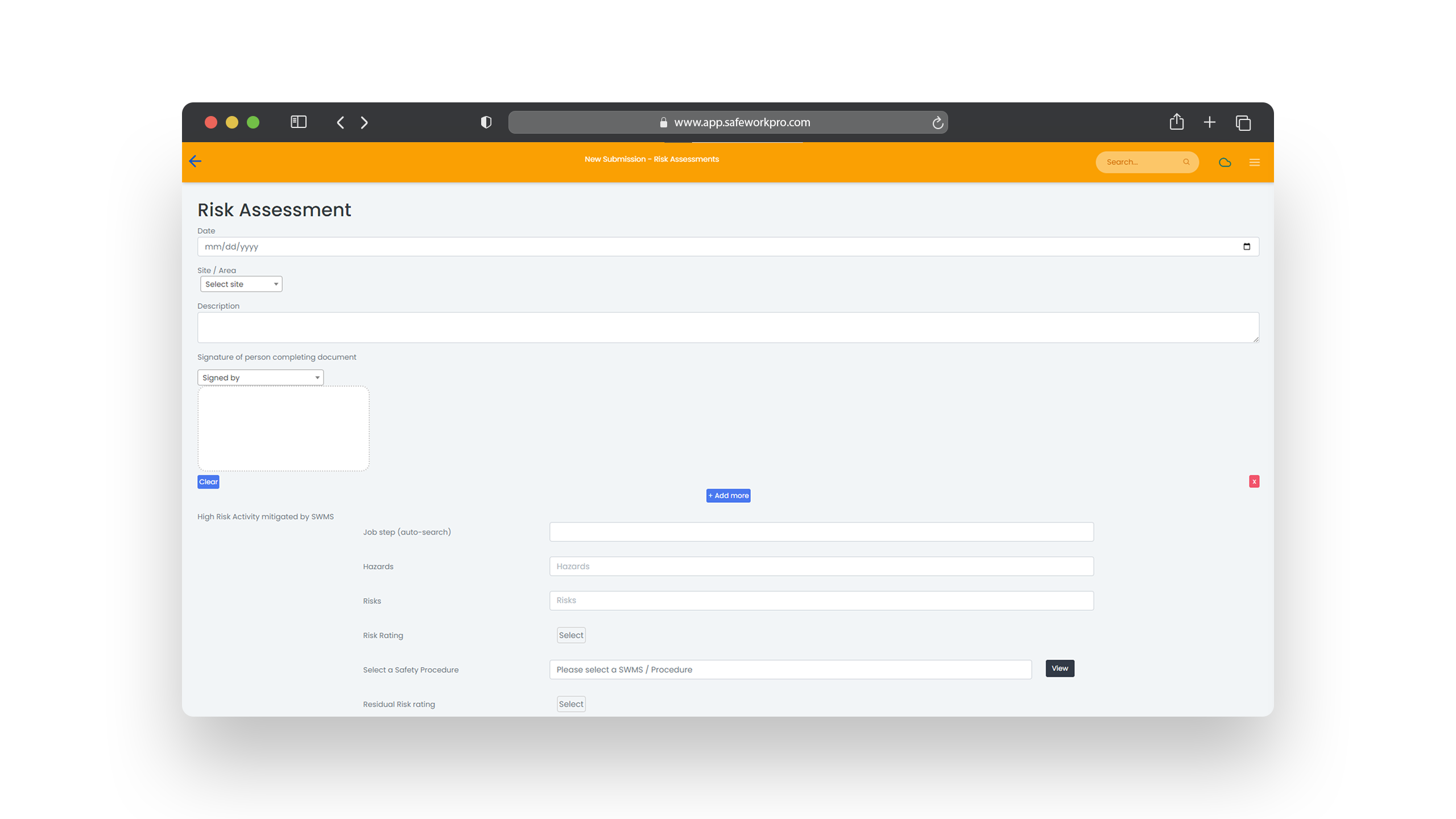 SafeWorkPro App New Submission